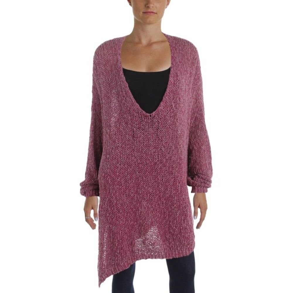 Free People Womens Pointelle Asymmetric Pullover Sweater